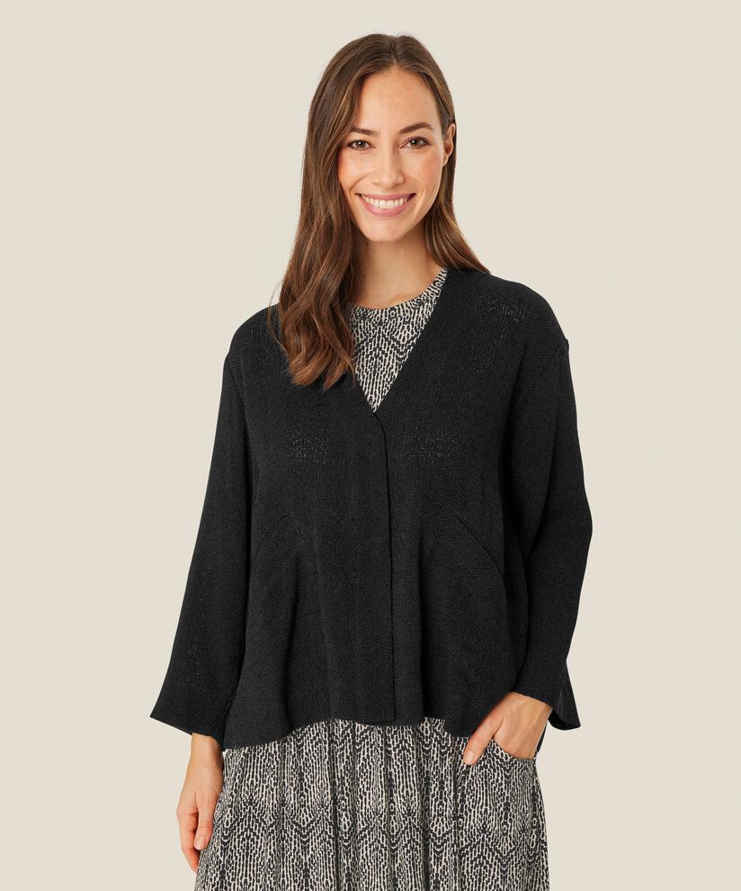 Bouclé-Jacke mit Taschen, Black
