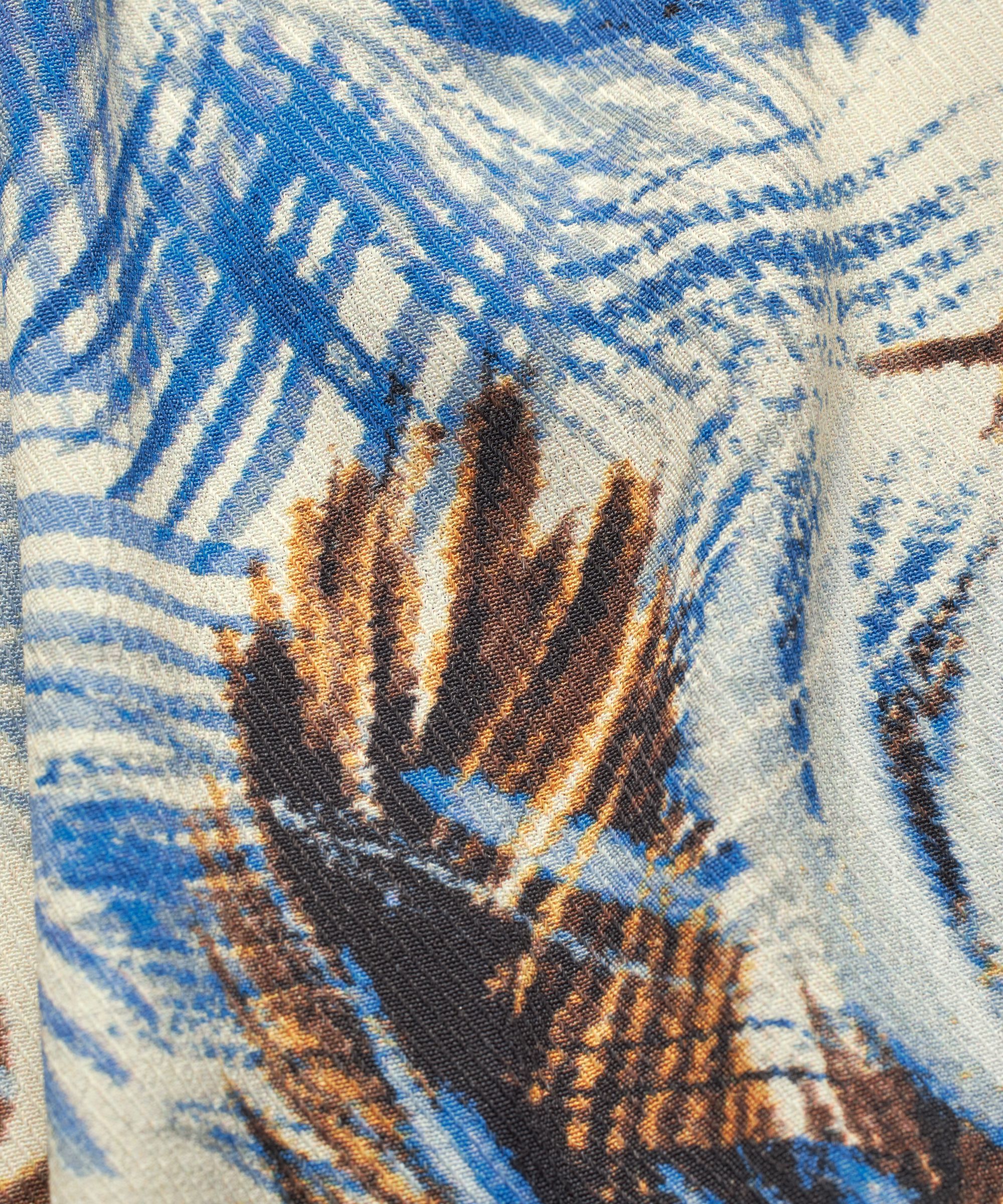 bedruckte Viskose-Tunika mit V-Ausschnitt und Seitenschlitzen, Della Blue