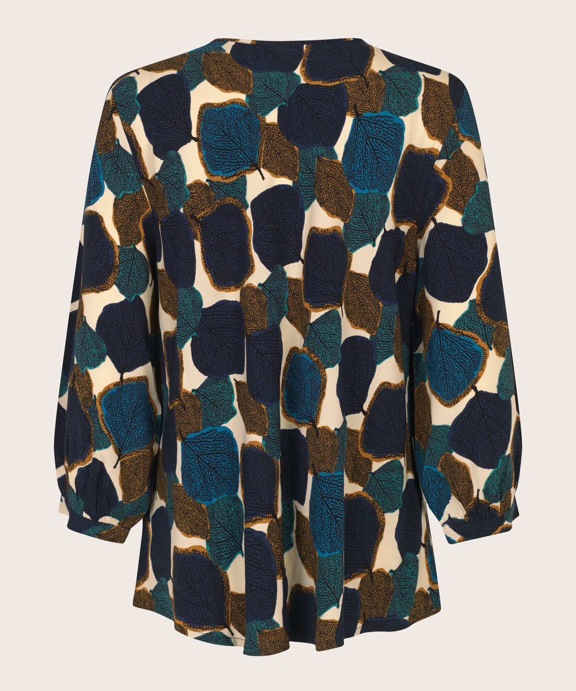 Bedruckte Viskosebluse Mit V-ausschnitt, Chipmunk