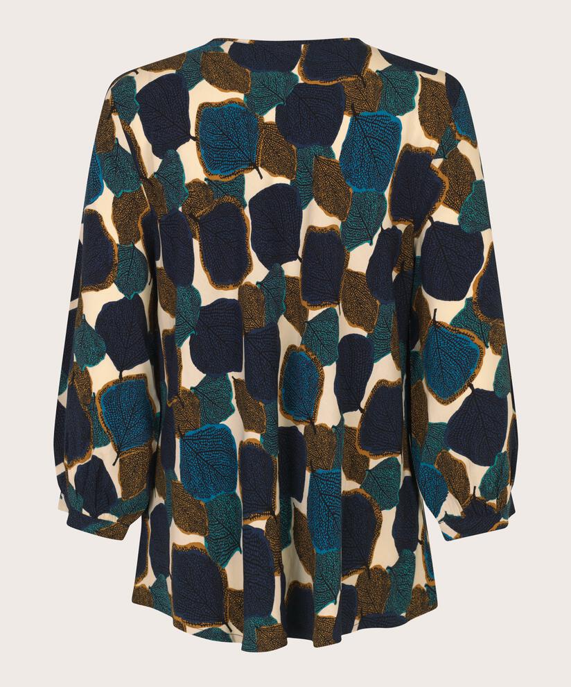 Bedruckte Viskosebluse Mit V-ausschnitt, Chipmunk