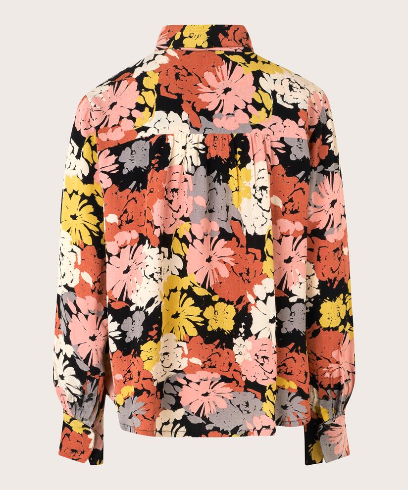 Viskosehemdbluse mit Blumendruck, Oil Yellow