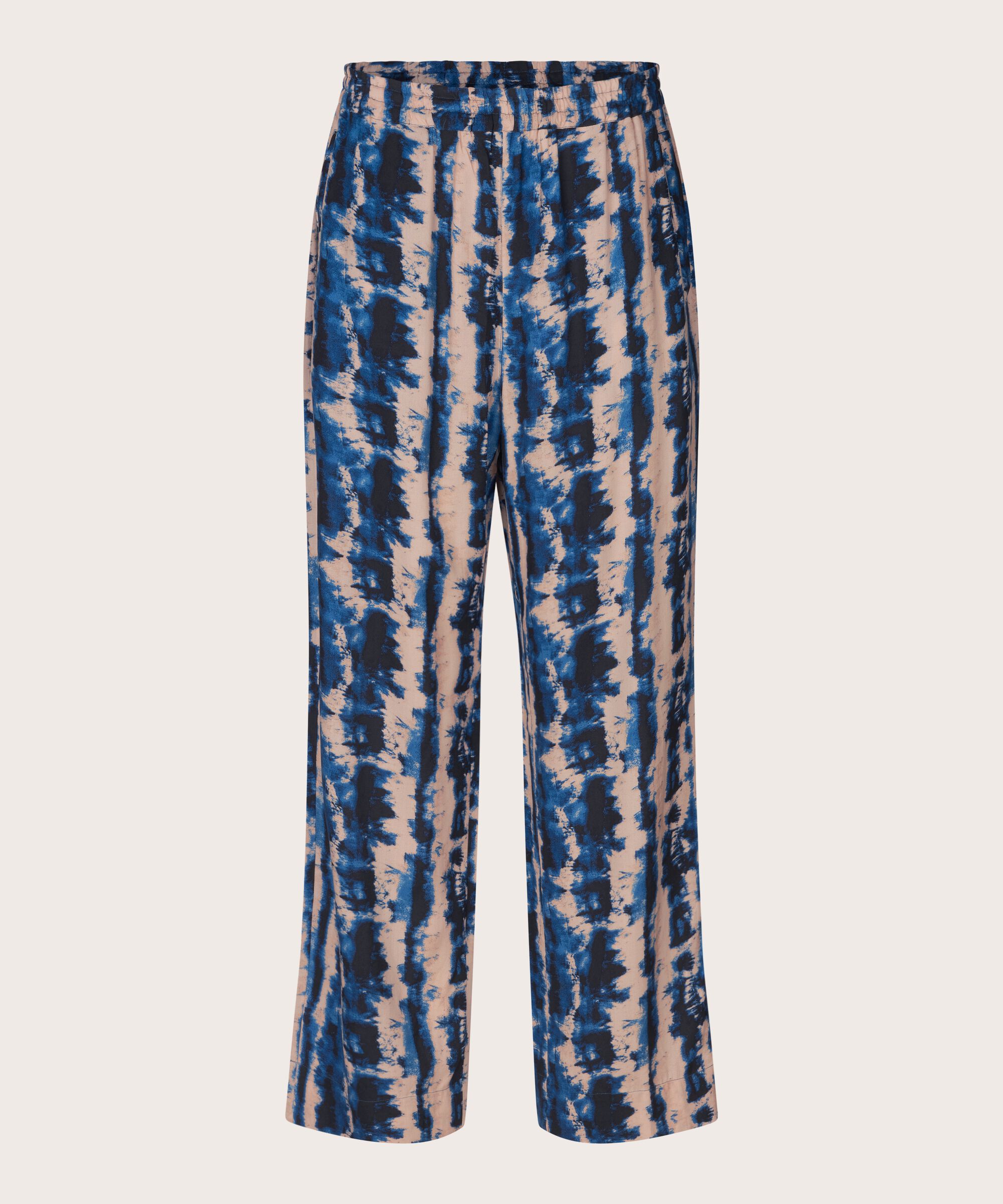 Bedruckte Viskosehose mit elastischem Bund, Navy Peony