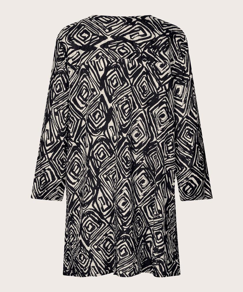 Bedruckte Viskose-Tunika mit Dreiviertelärmeln, Black