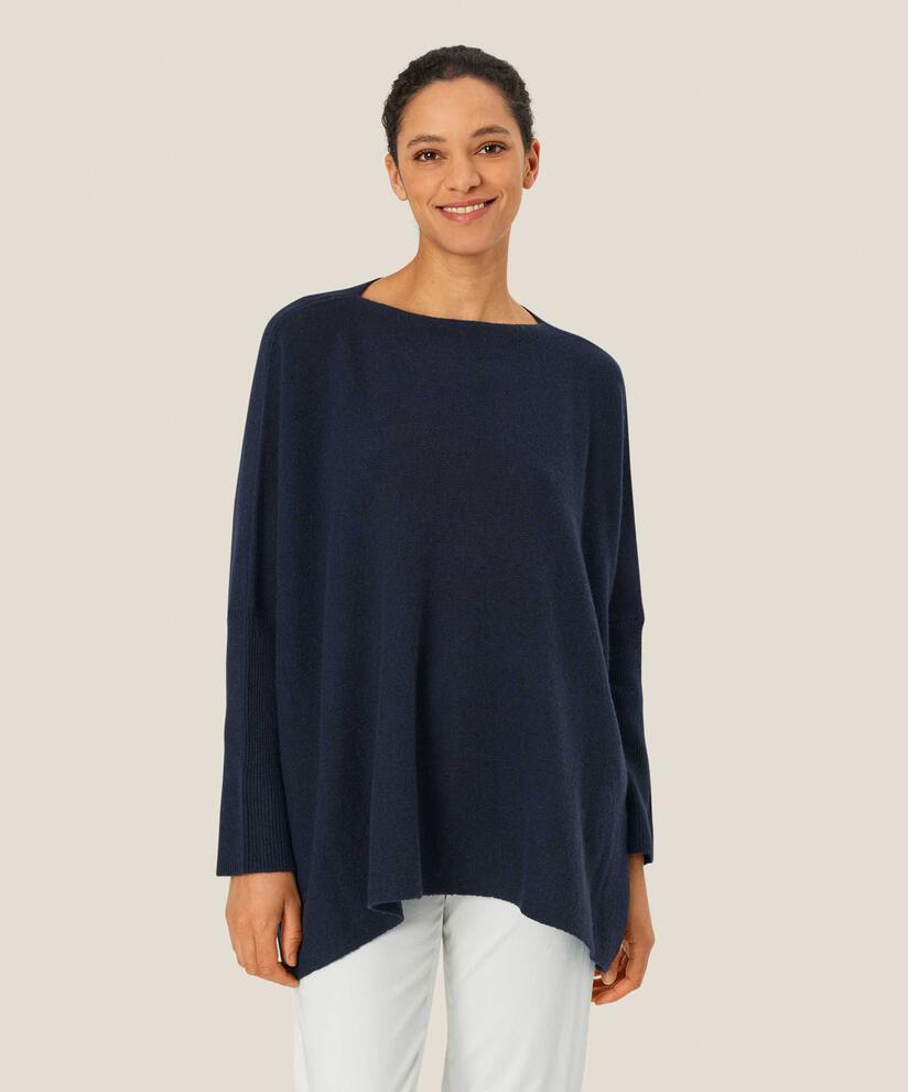 Oversize Wollstrickpullover mit Rundhals, Mood Indigo