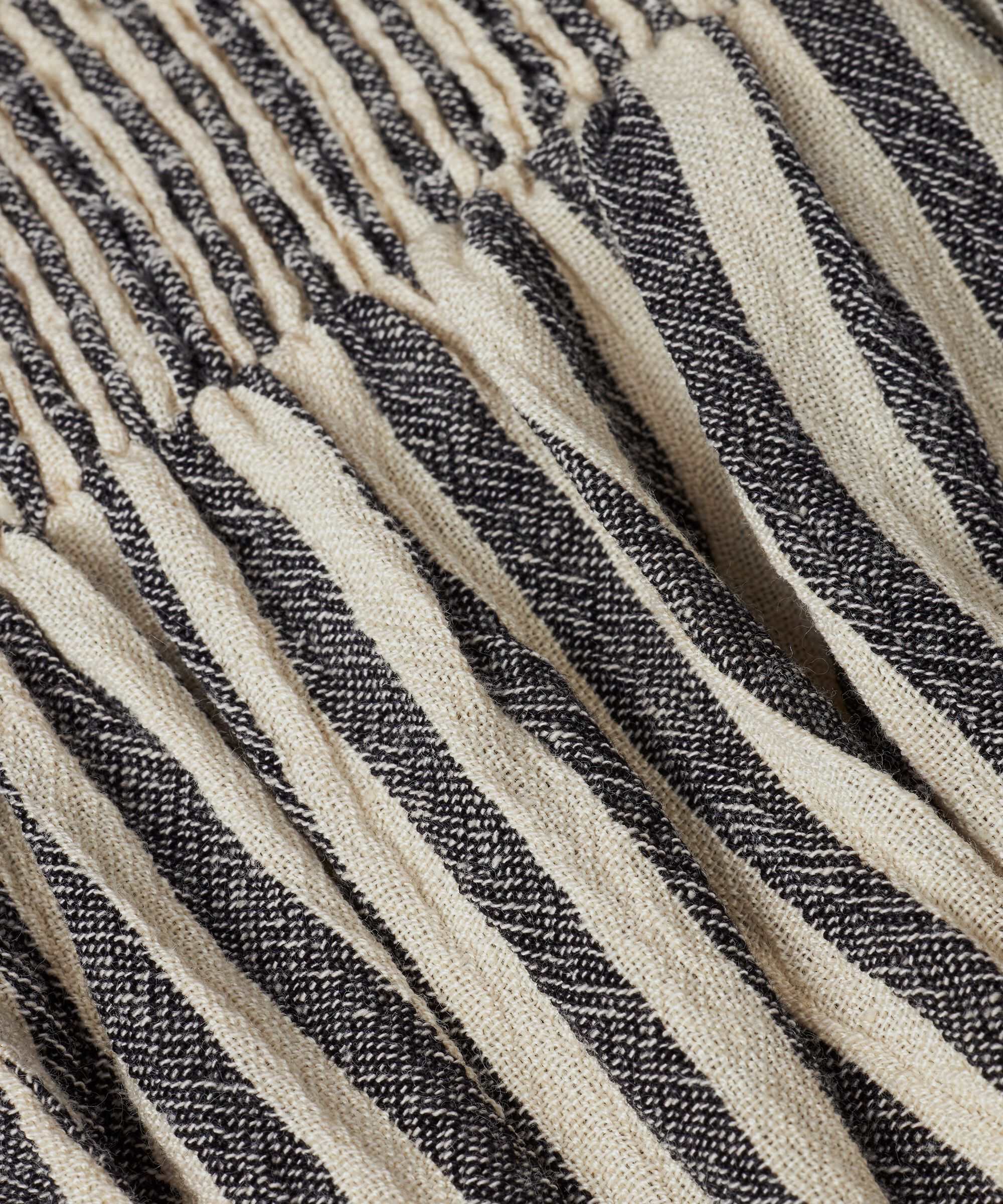 Gestreifter Rock aus Baumwollmischung mit gesmokter Taille, Black