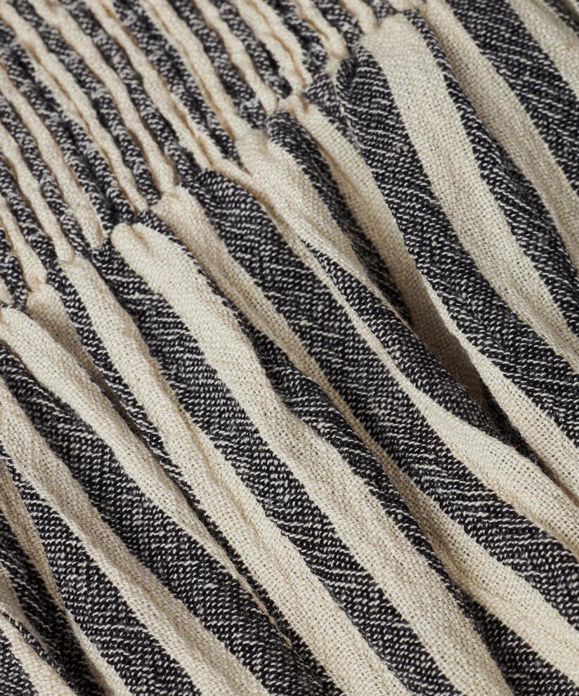 Gestreifter Rock aus Baumwollmischung mit gesmokter Taille, Black