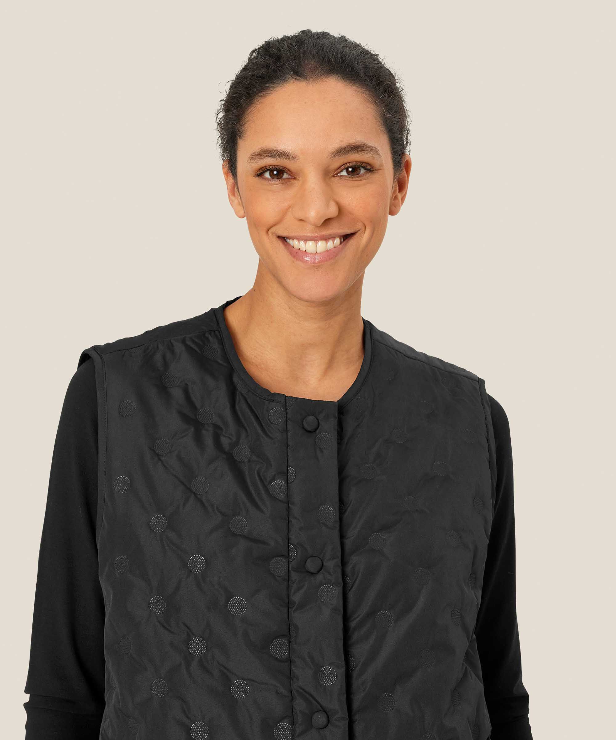 Steppweste mit Druckknopfverschluss, Black