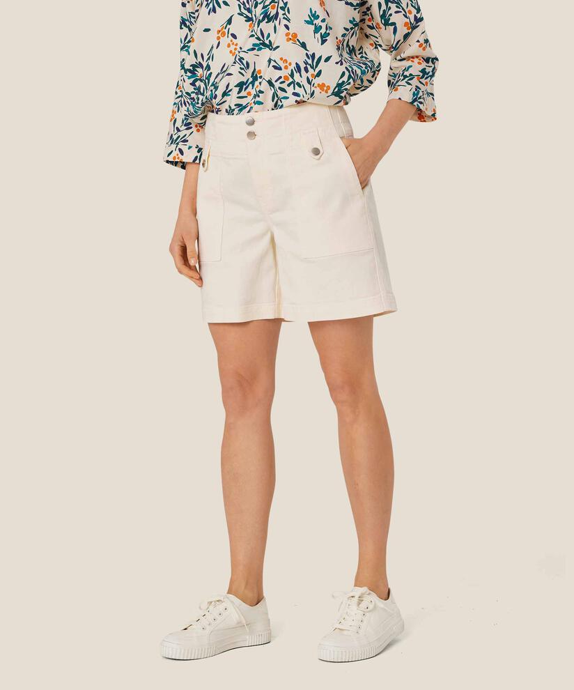 Jeansshorts mit hoher Taille und Knopfdetails, Jet Stream