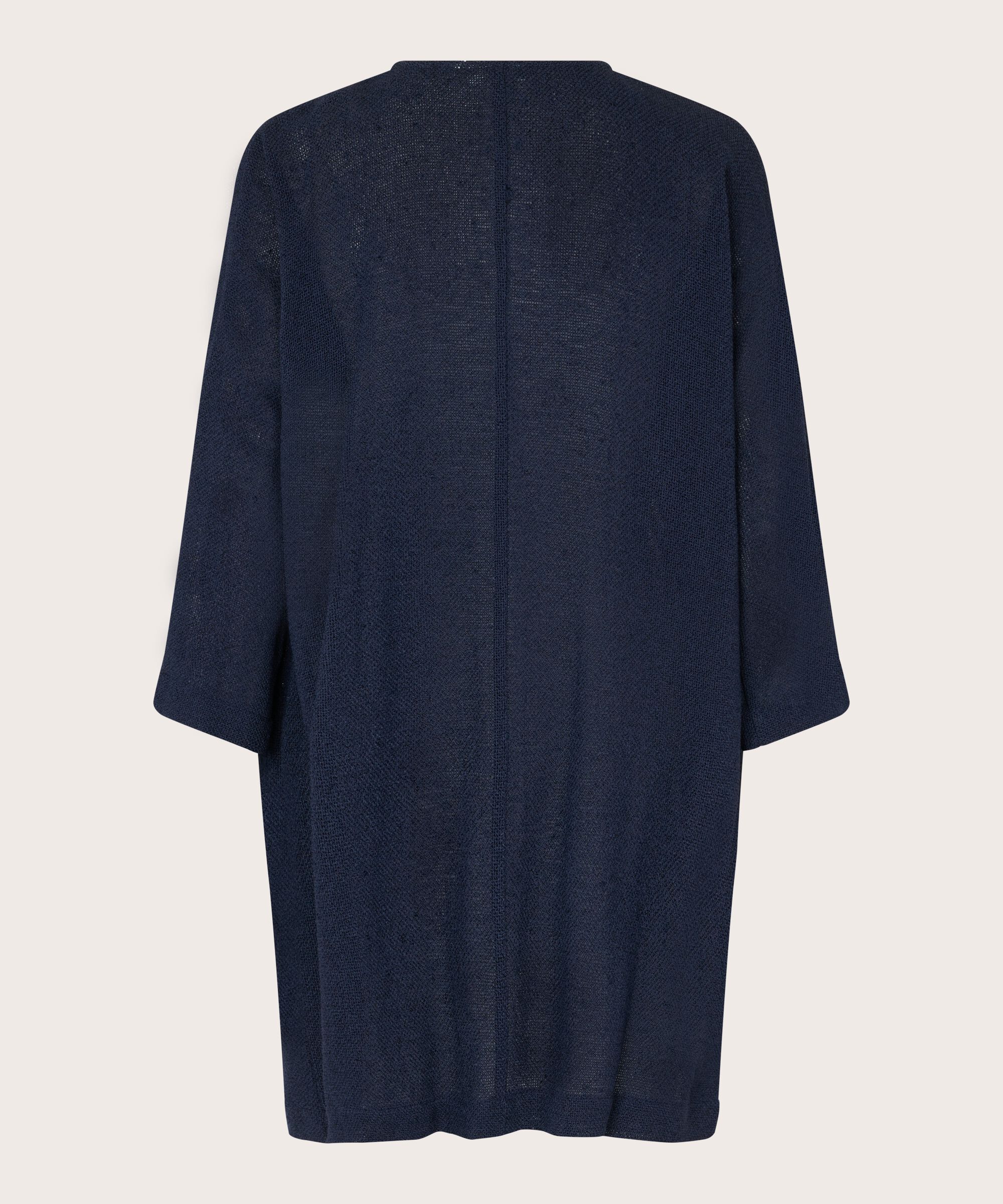 Lange Jacke Aus Bouclé, Navy