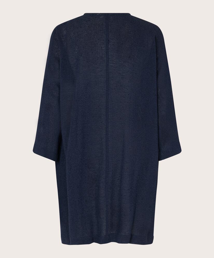 Lange Jacke Aus Bouclé, Navy