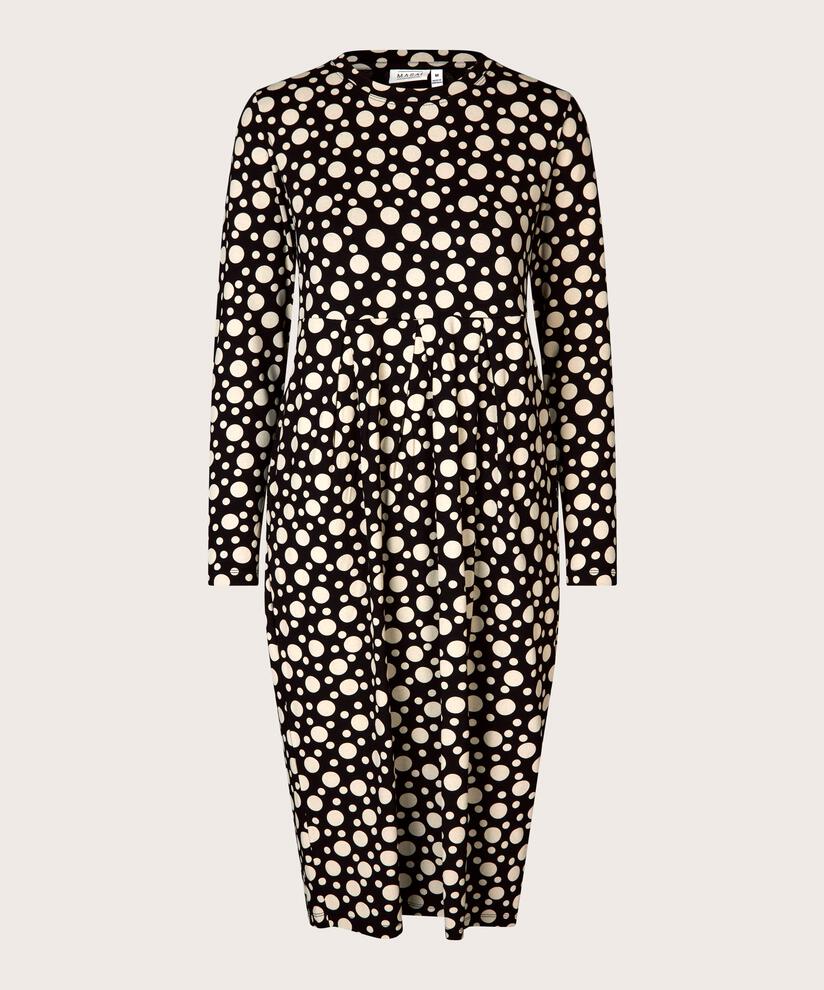 gemustertes Tulpenkleid mit langen Ärmeln, Black