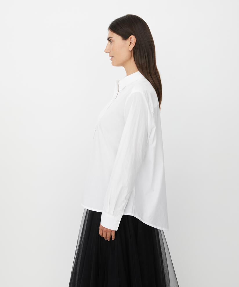 klassisches Baumwollhemd mit Manschetten, White