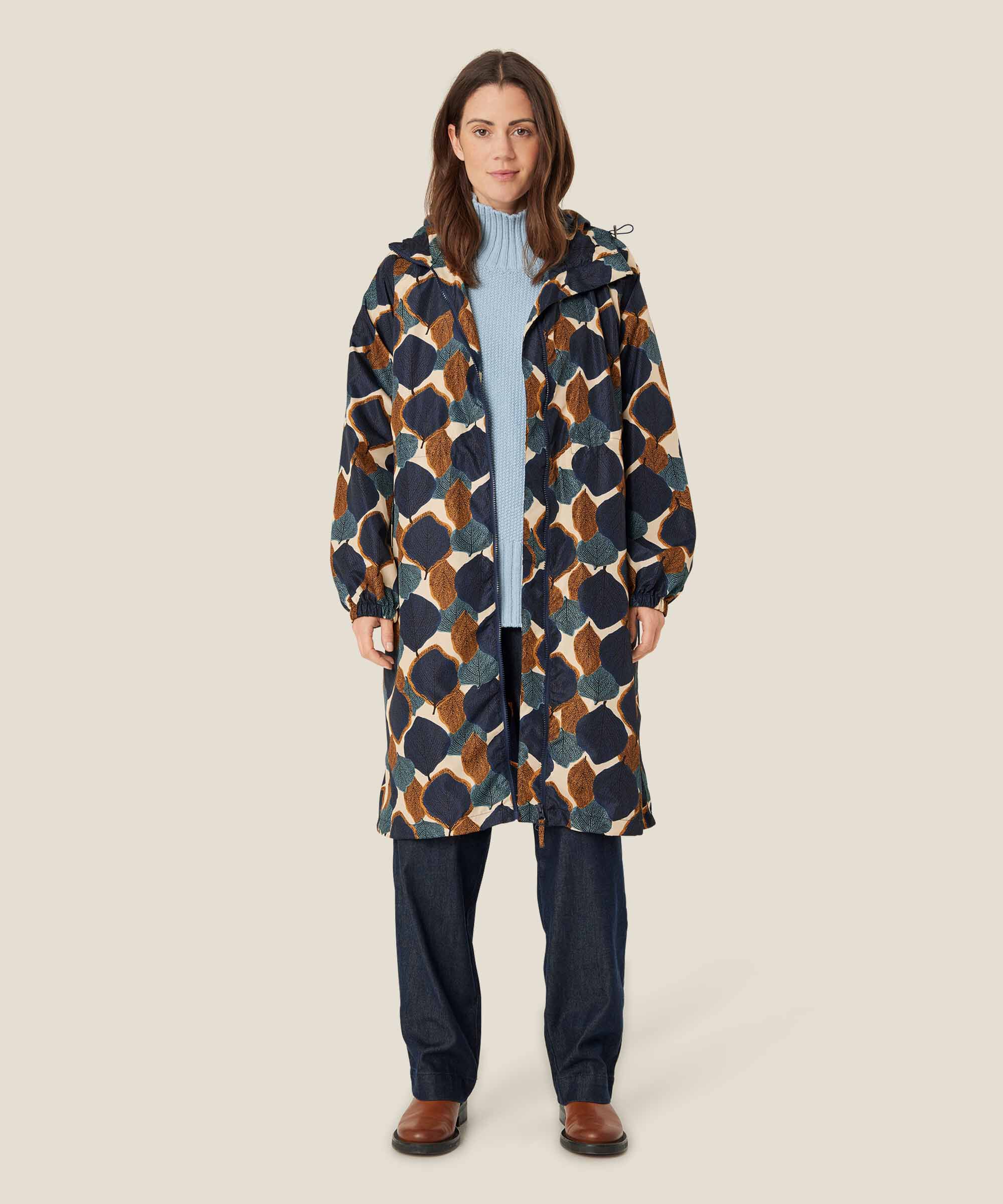 gemusterter Regenmantel mit Kapuze, Moonlit Ocean