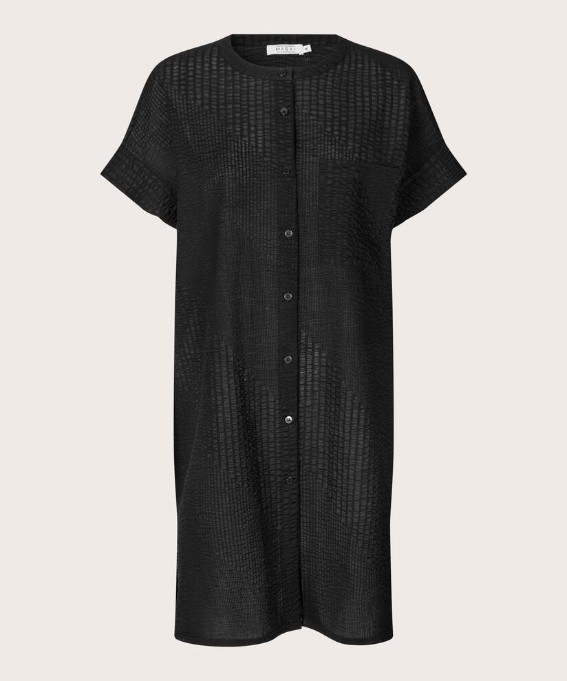 Hemdblusenkleid aus helltransparenter Baumwolle, Black