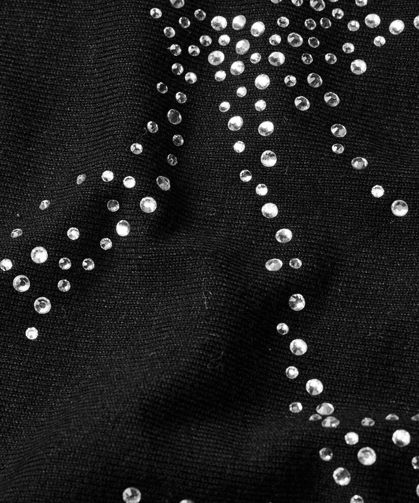 weicher Strickpullover mit Strassmuster, Black