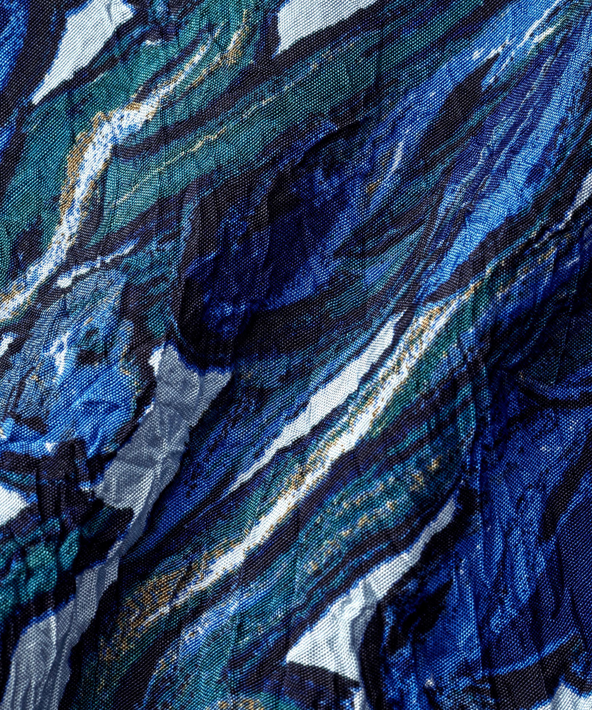 Bedruckte Viskosebluse Mit V-ausschnitt, Blue Fog