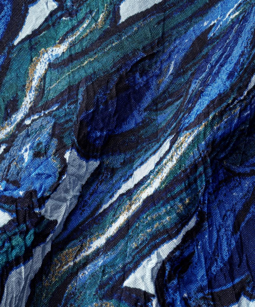 Bedruckte Viskosebluse Mit V-ausschnitt, Blue Fog