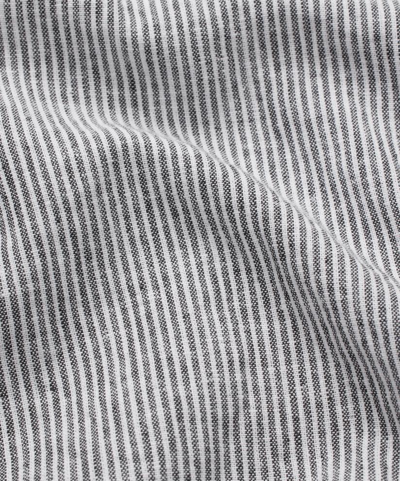 gestreiftes Kleid aus Leinen-Mix mit Bindeband im Nacken, Black