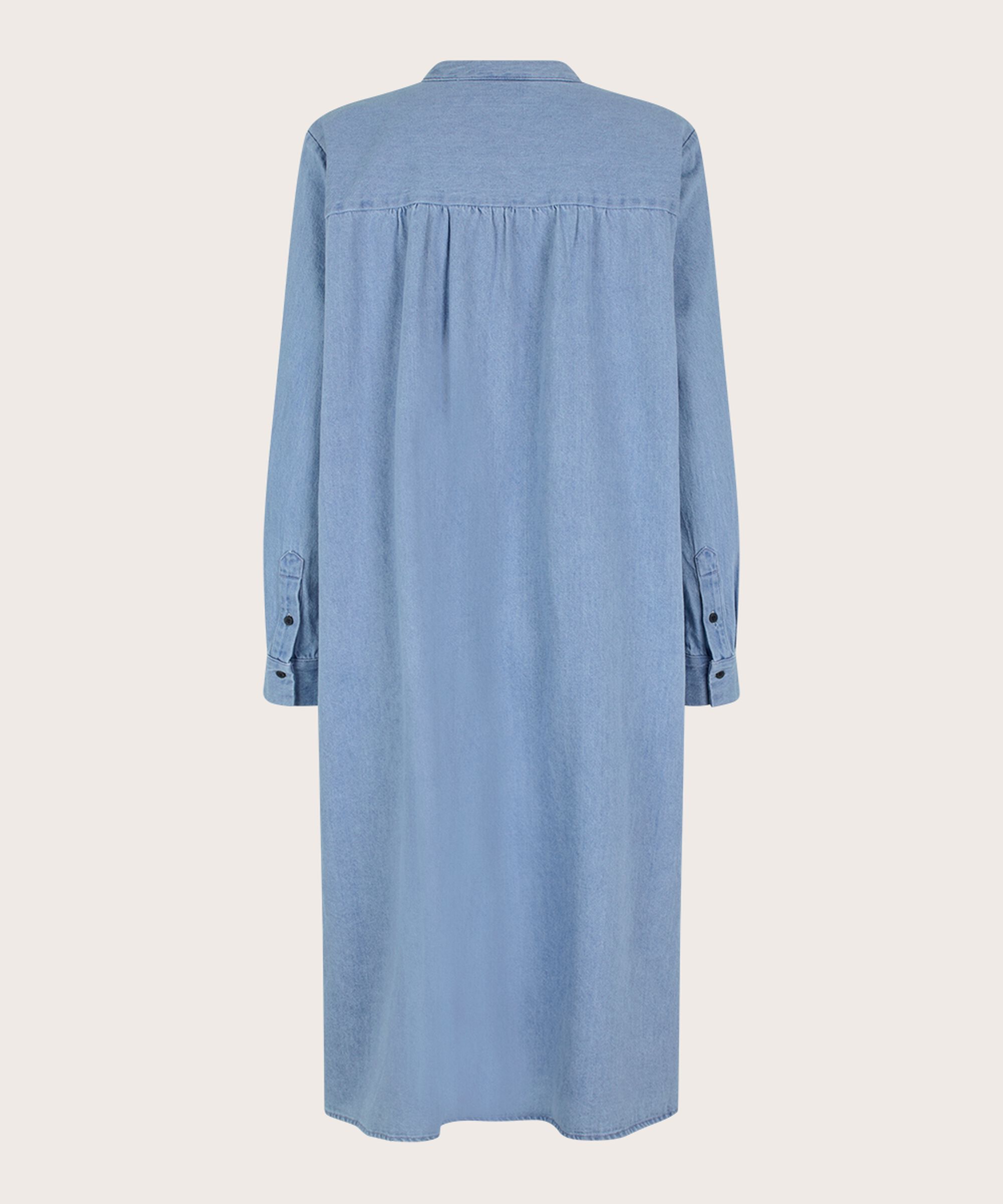 Durchgeknöpftes Jeanskleid mit langen Ärmeln, Light Denim
