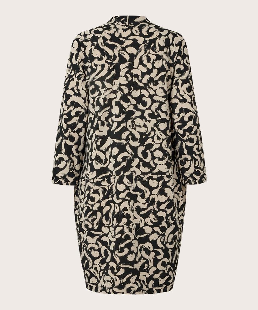 Jersey-Tunika mit V-Ausschnitt und Eingrifftaschen, Black