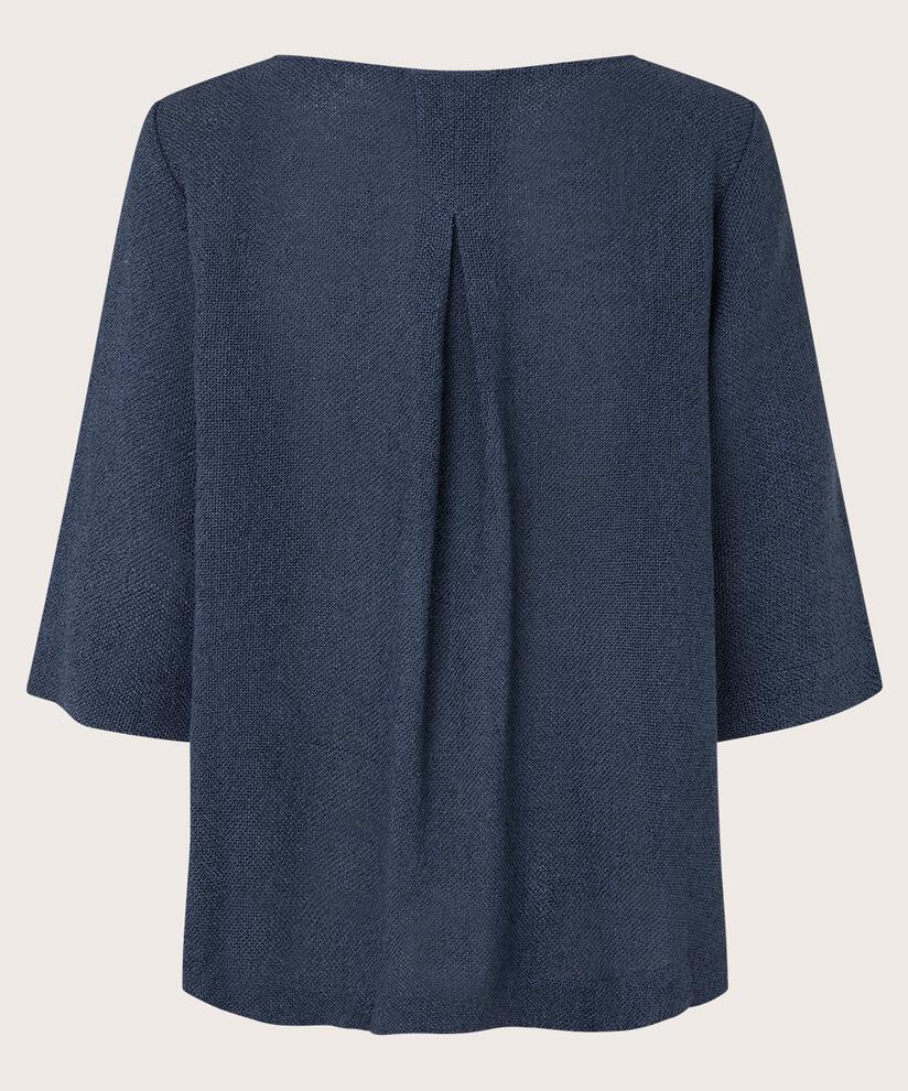 Bouclé-Bluse mit 3/4-Ärmeln, Mood Indigo