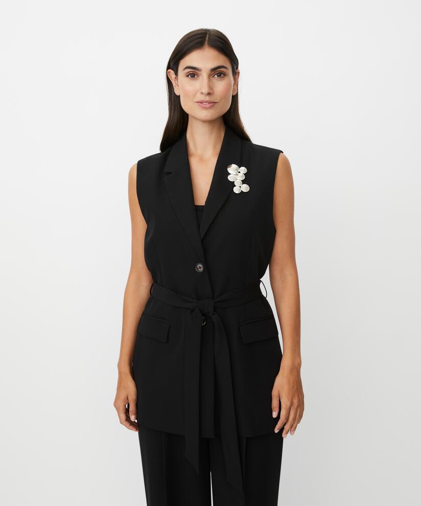 Weste mit Knopfverschluss und Gürtel, Black
