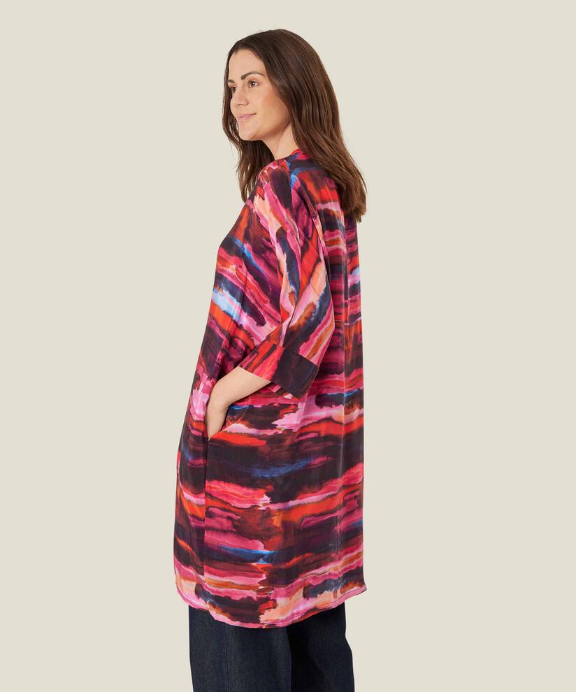 gemustertes Hemdblusenkleid aus Viskose, Sun Tomato