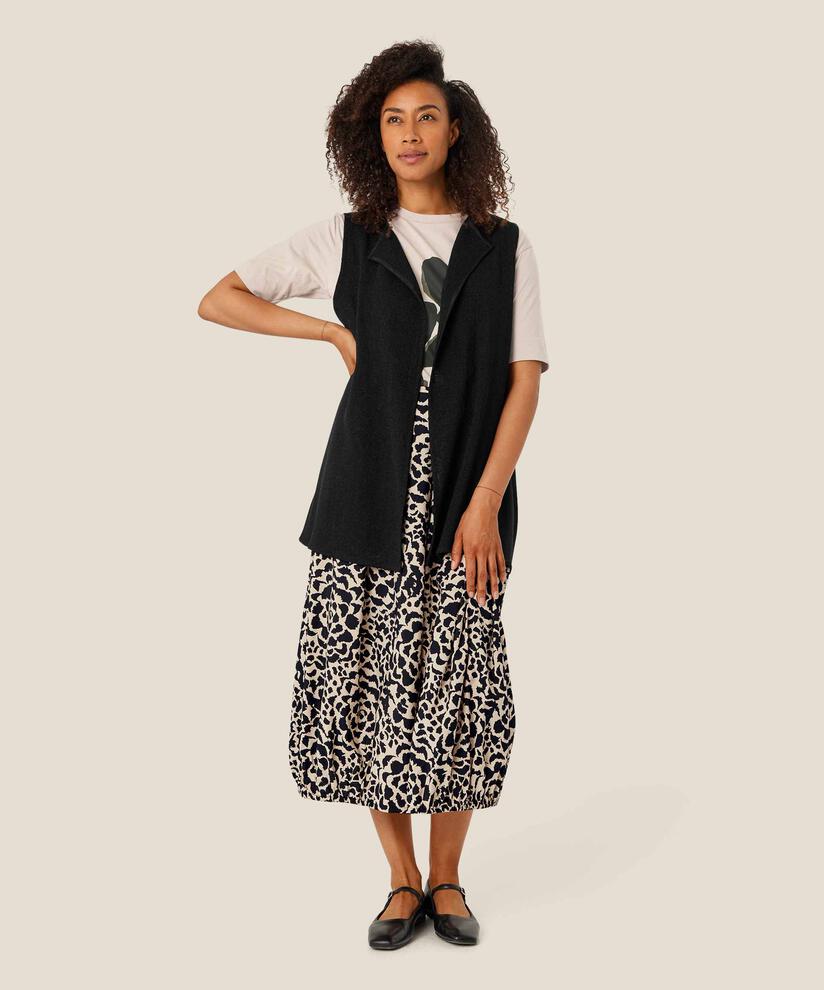 Lange, Offene Bouclé-weste, Black