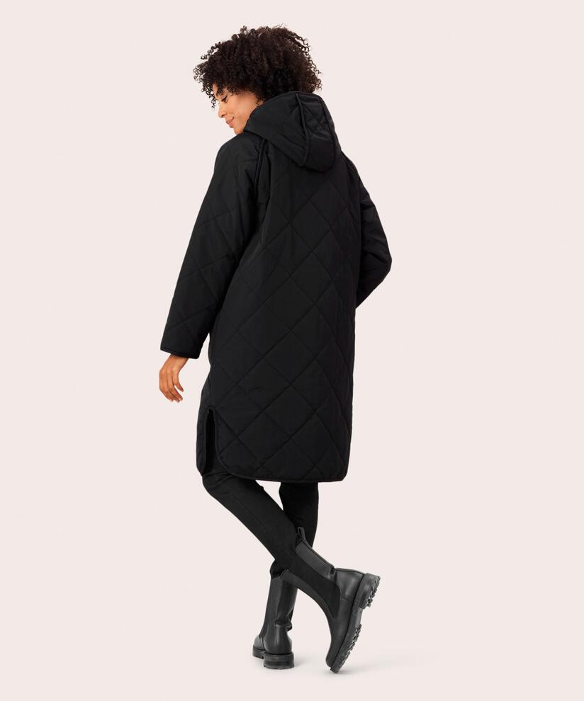 Steppmantel mit Kapuze, Black