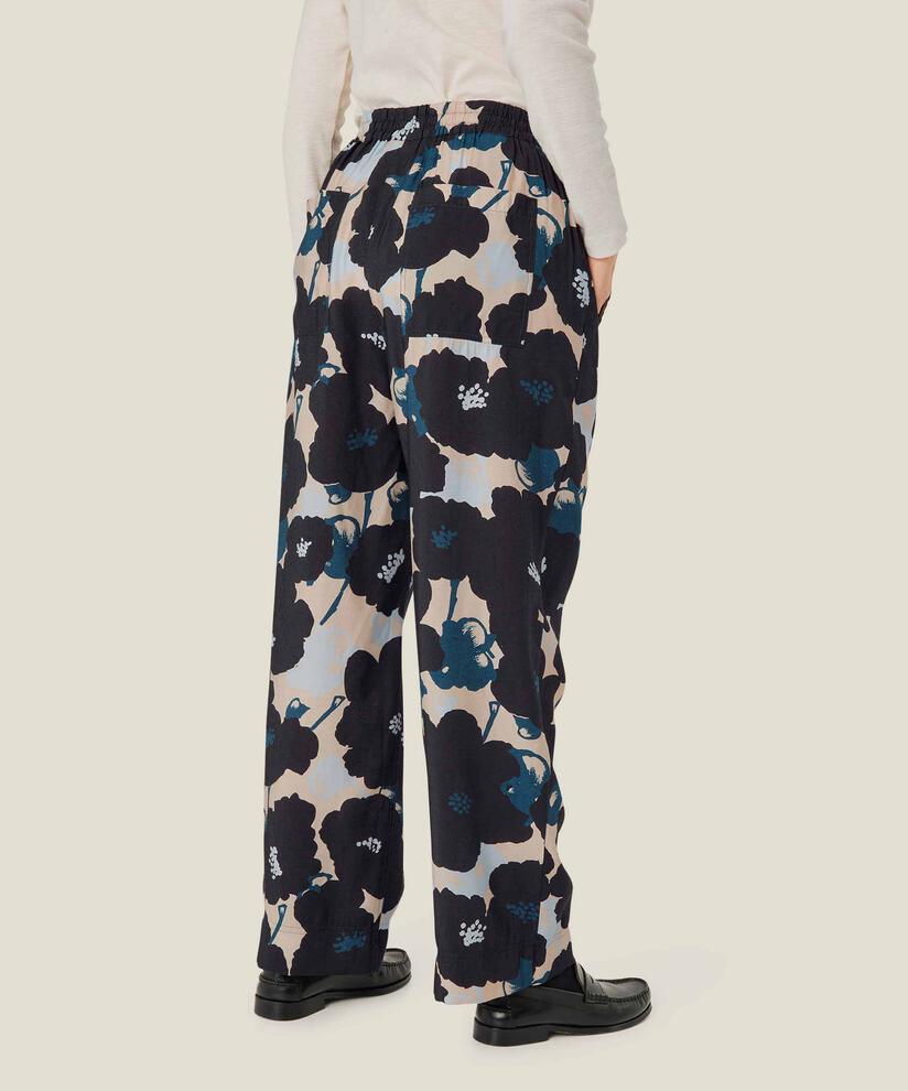 Bedruckte Viskosehose mit elastischem Bund, Moonlit Ocean
