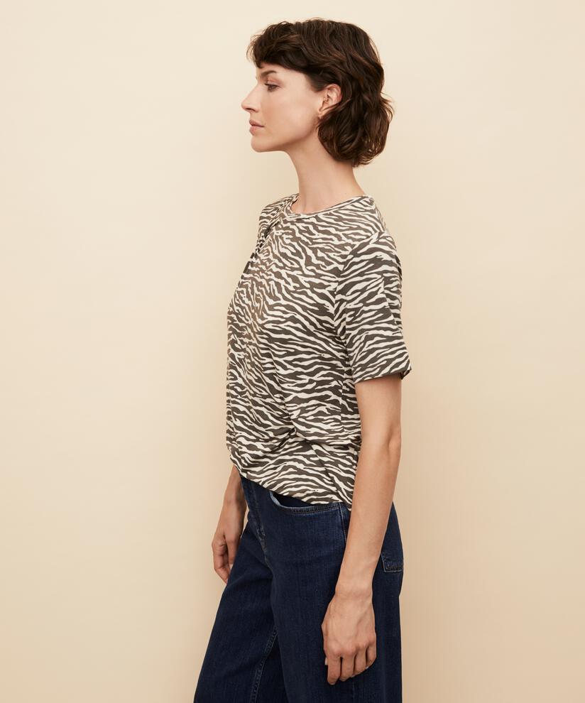 bedrucktes T-Shirt mit Knotendetails, Raven