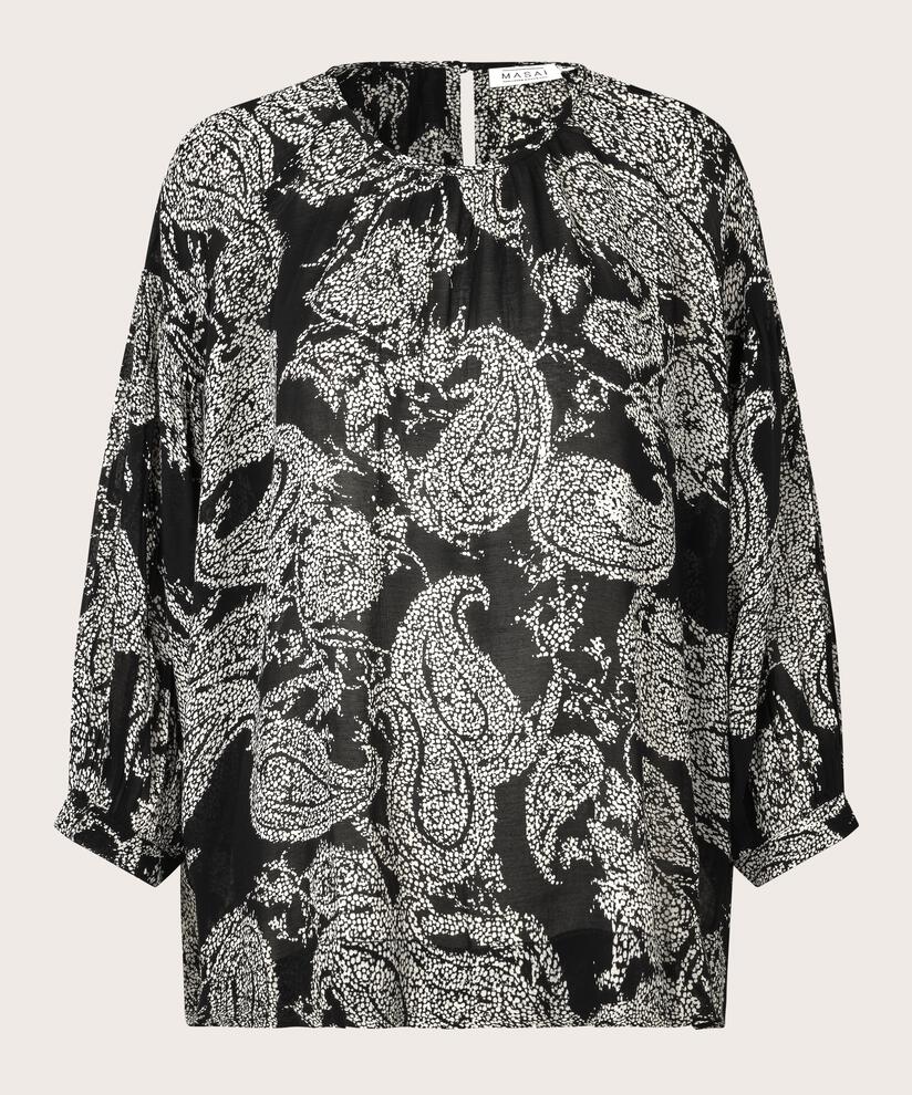 Bluse aus leichter, transparenter Viskose, Black