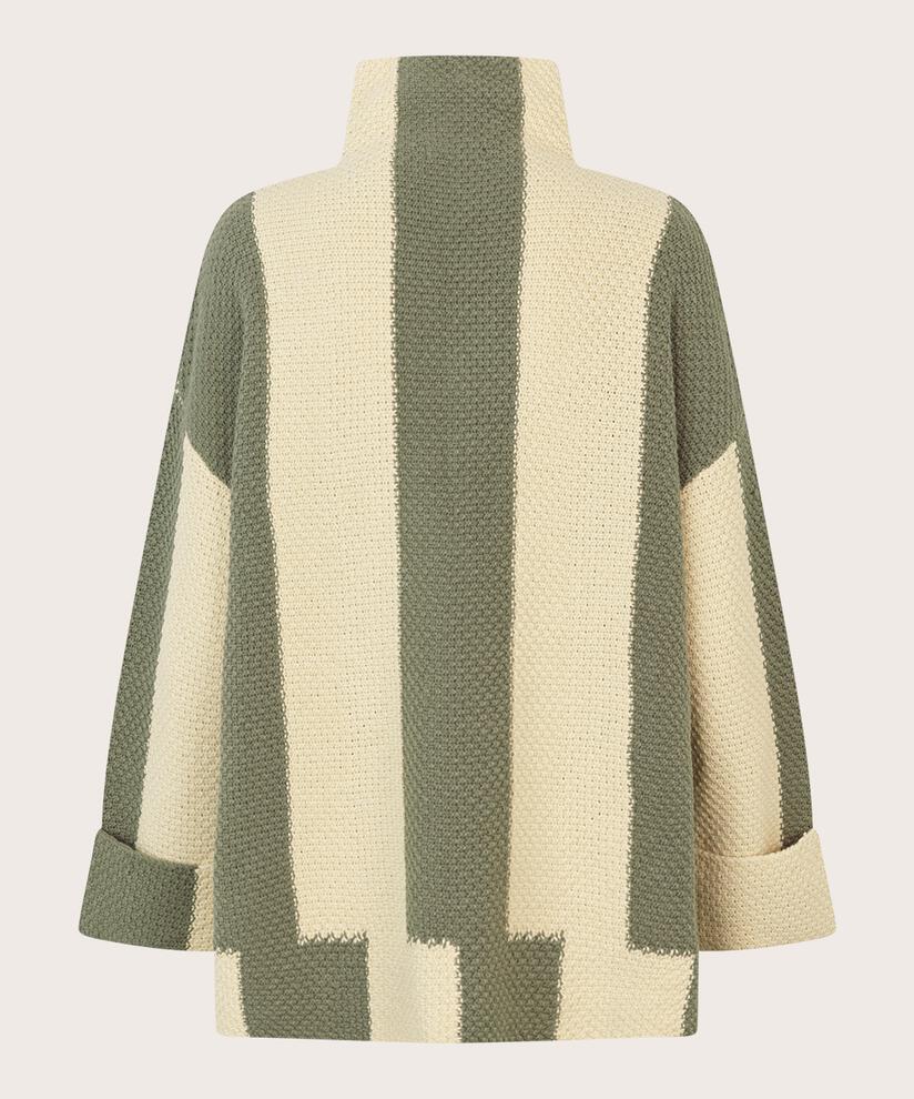 Strickpullover mit hohem Halsausschnitt und weiten Ärmeln, D. Lichen Green