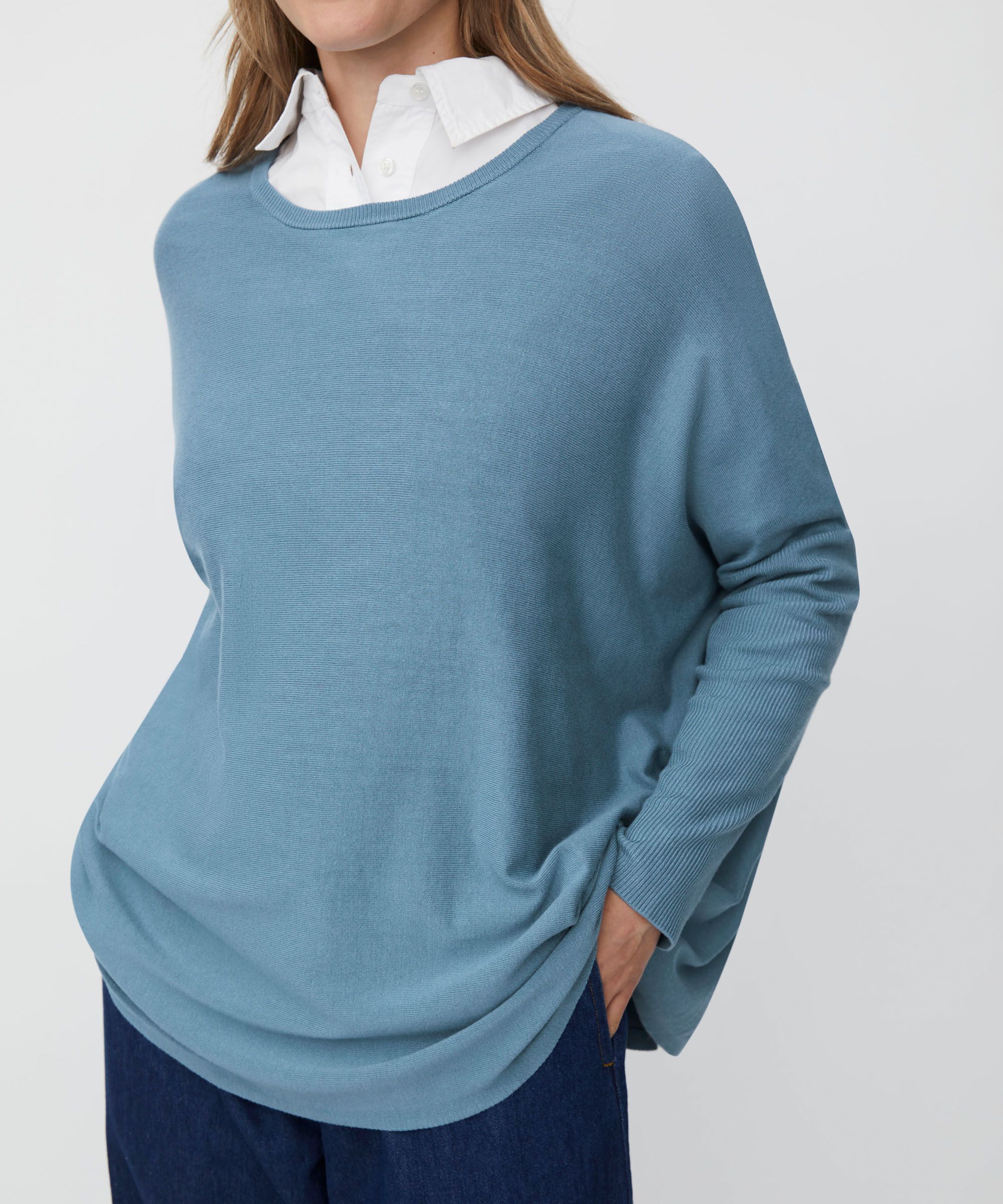 Oversize-pullover Mit Schmalen Ärmeln, Proven Blue