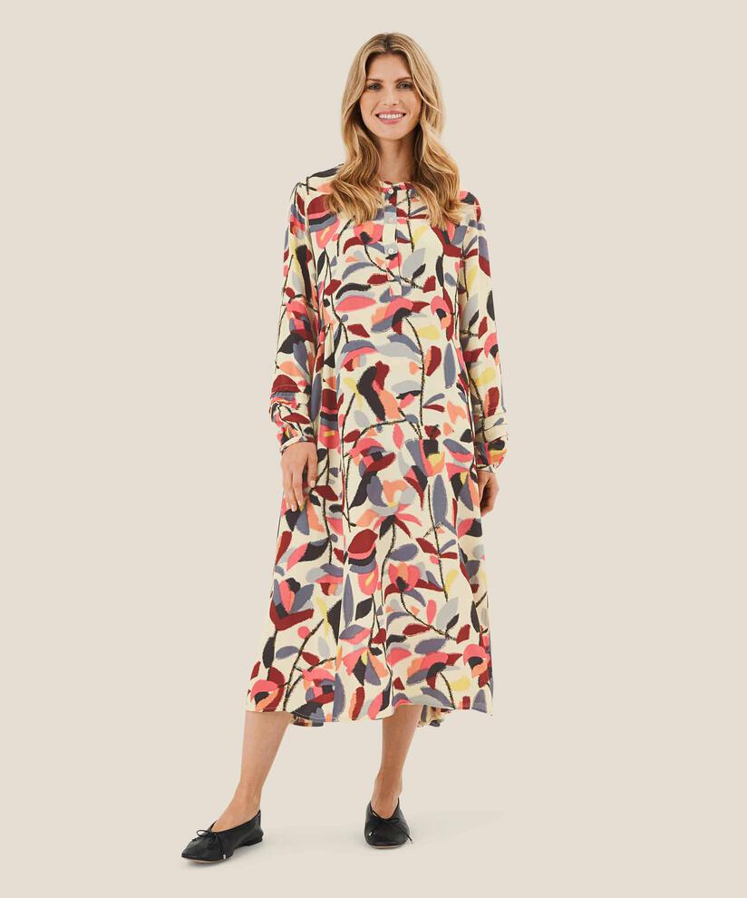 Viskosekleid mit Seitenfalten, Calypso Coral