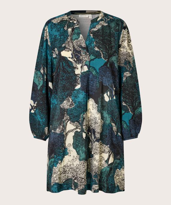 Bedruckte Viskose-Tunika mit Eingrifftaschen, Celestial