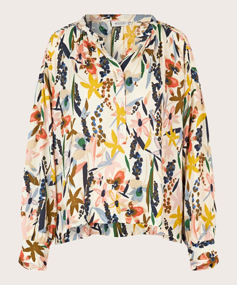 V-ausschnitt-bluse Mit Knopfleiste, Whitecap