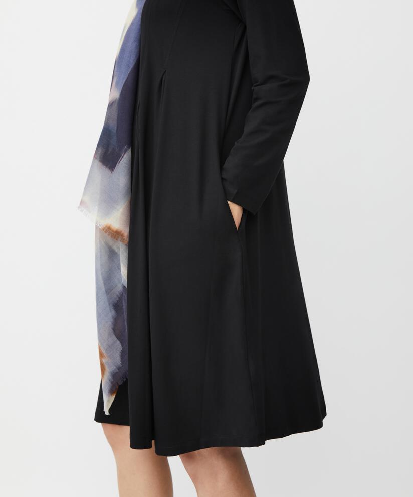 Jerseykleid mit Falten vorne und Eingrifftaschen, Black