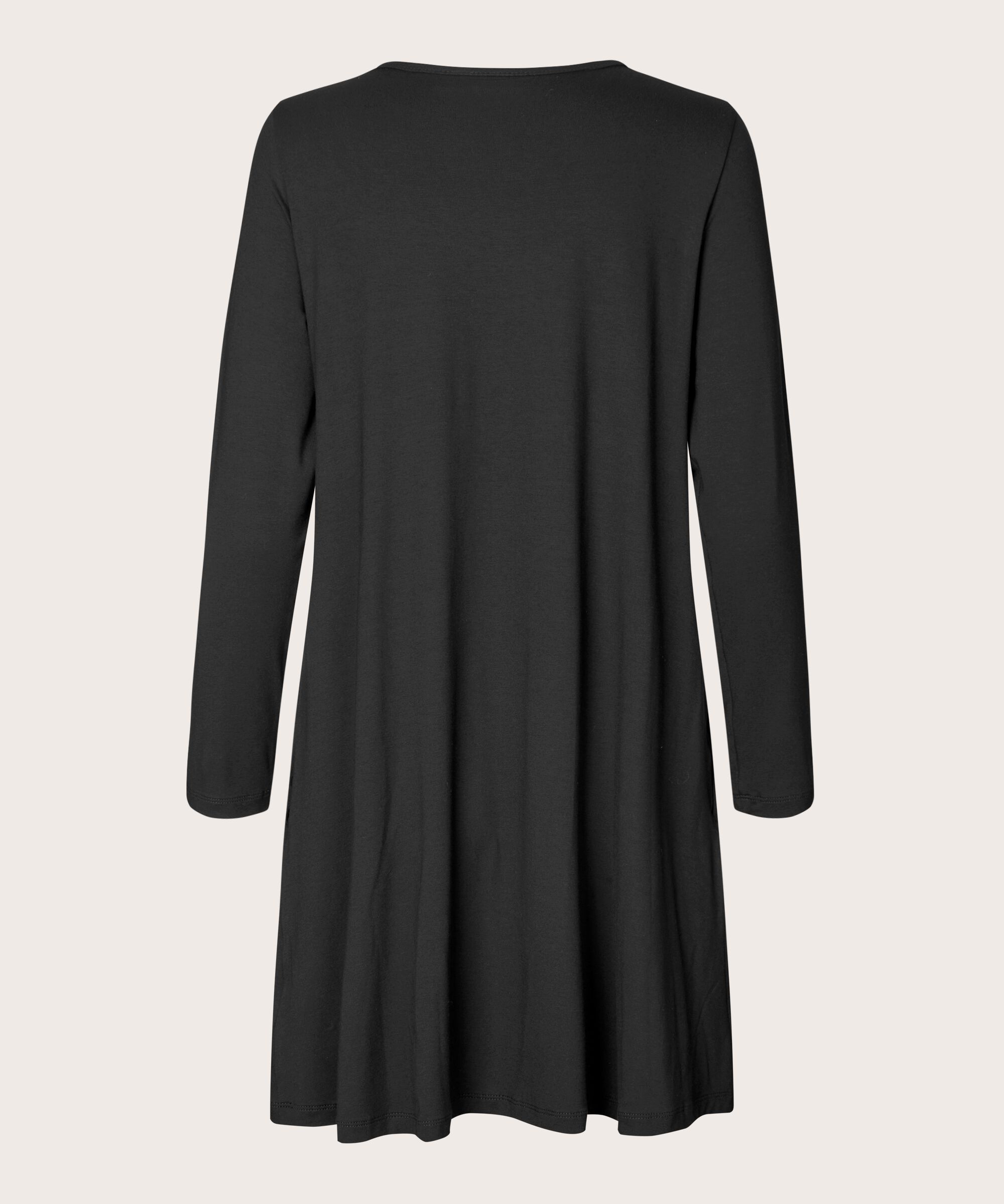 Jersey-Tunika mit Falten und Eingrifftaschen, Black
