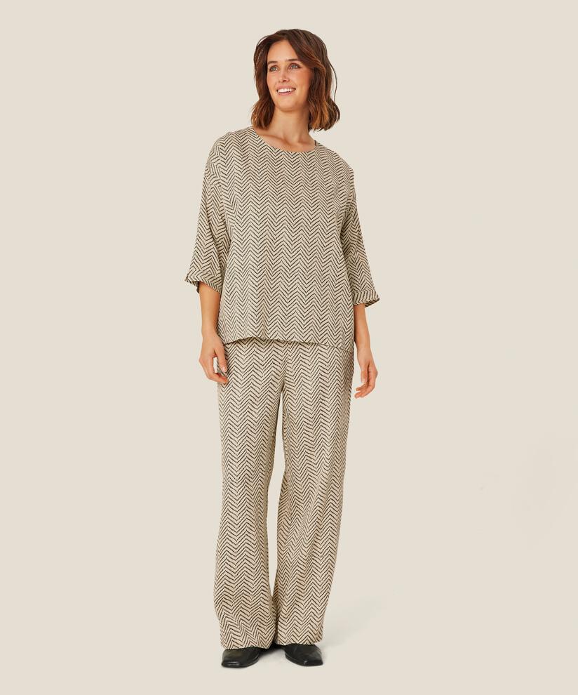 Bedruckte Hose aus Viskose mit elastischem Bund, Fog