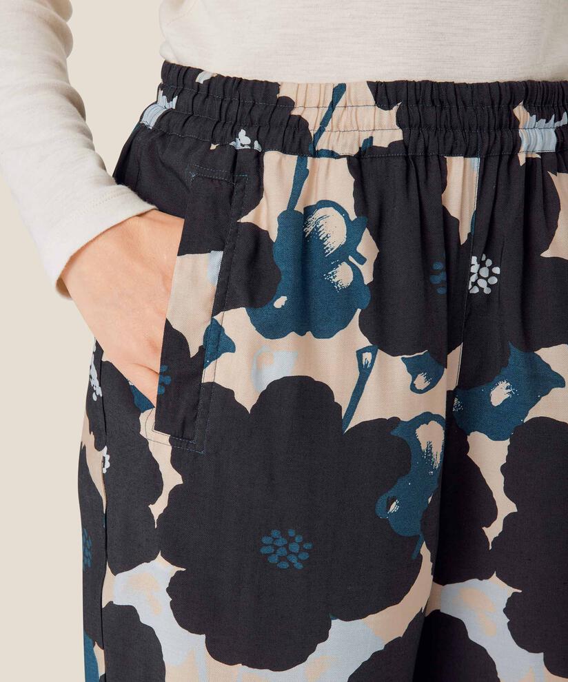 Bedruckte Viskosehose mit elastischem Bund, Moonlit Ocean