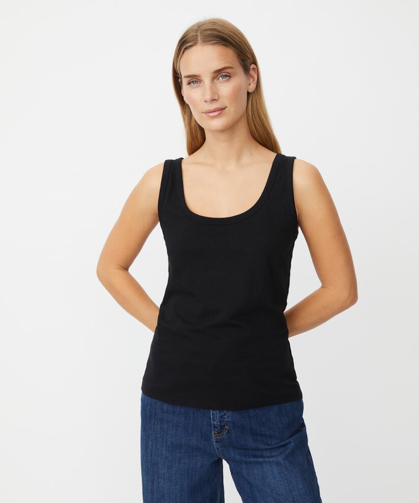 tailliertes Tanktop aus Stretch-Jersey, Black