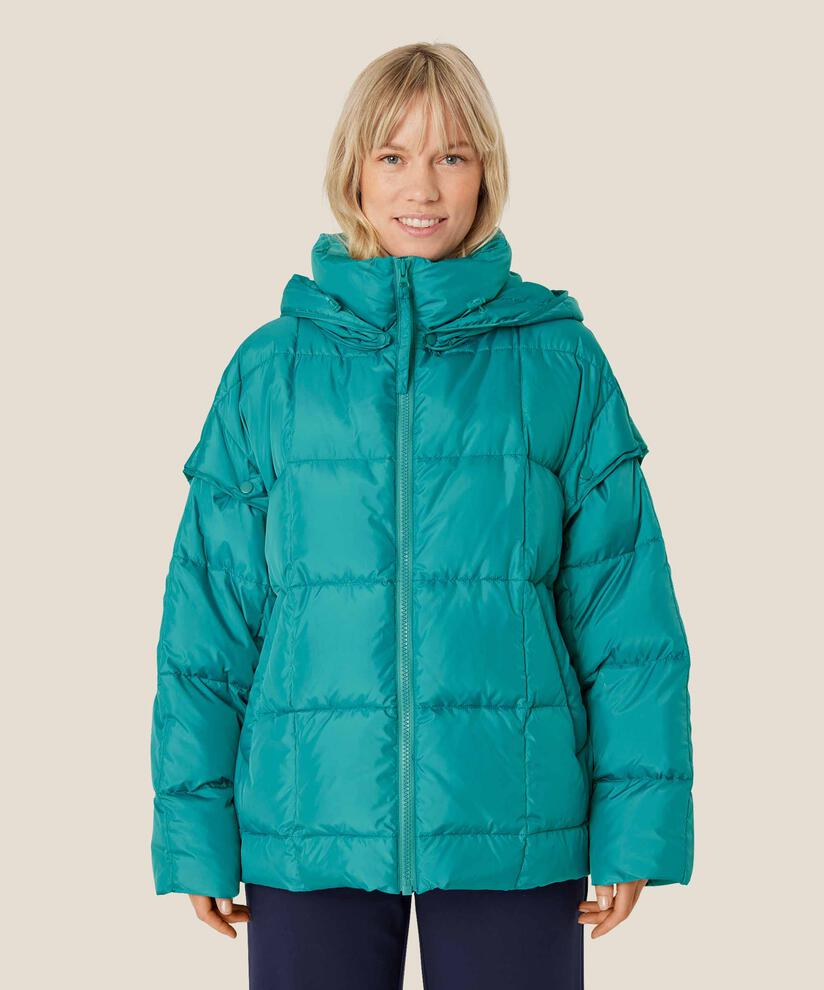 Daunenjacke mit abnehmbarer Kapuze und Ärmeln, Teal
