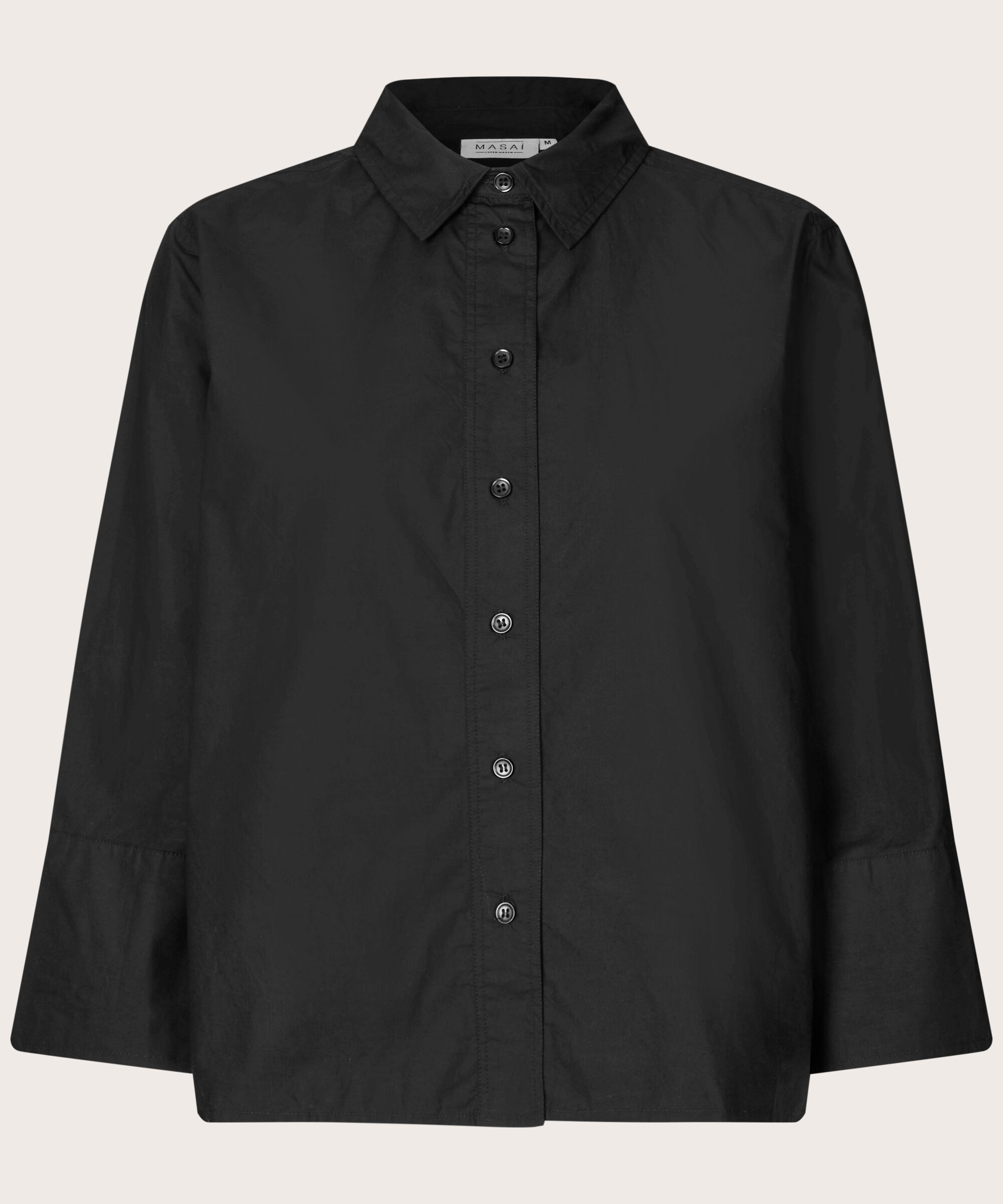 Baumwollshirt Mit 3/4 Ärmeln, Black