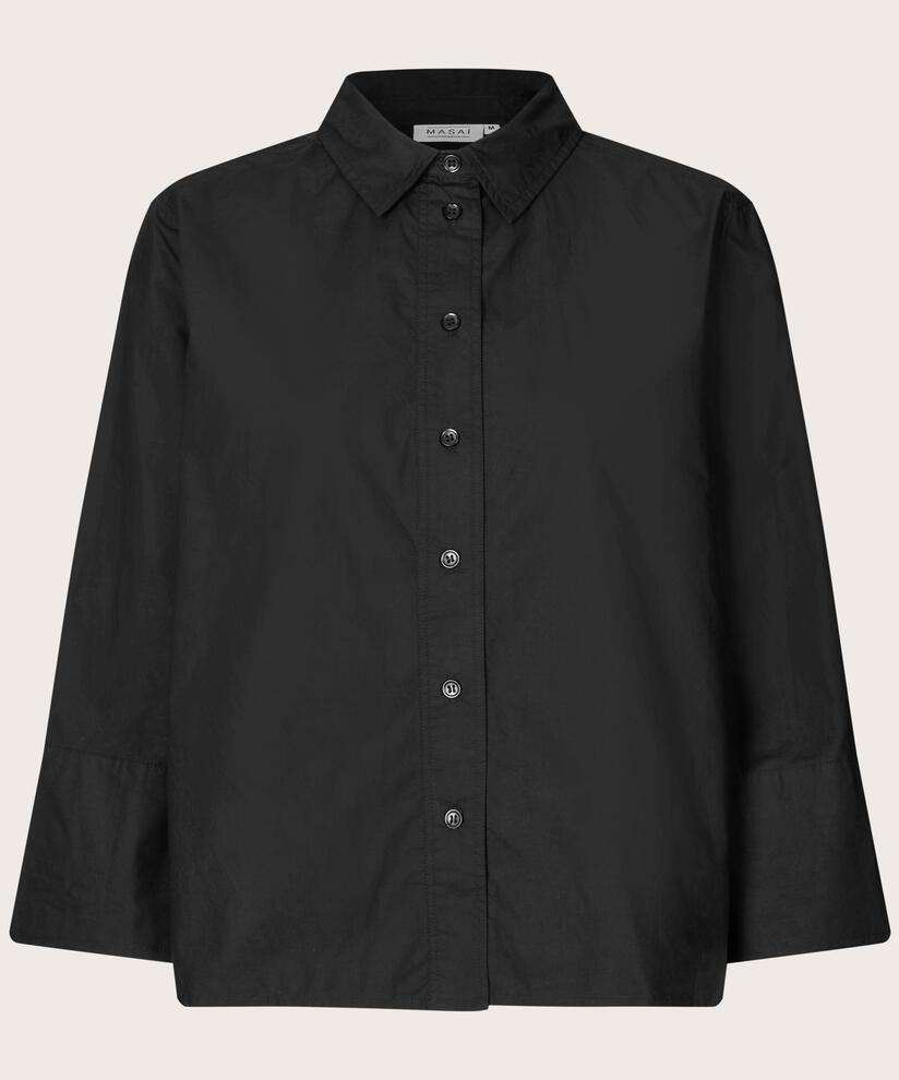 Baumwollshirt Mit 3/4 Ärmeln, Black