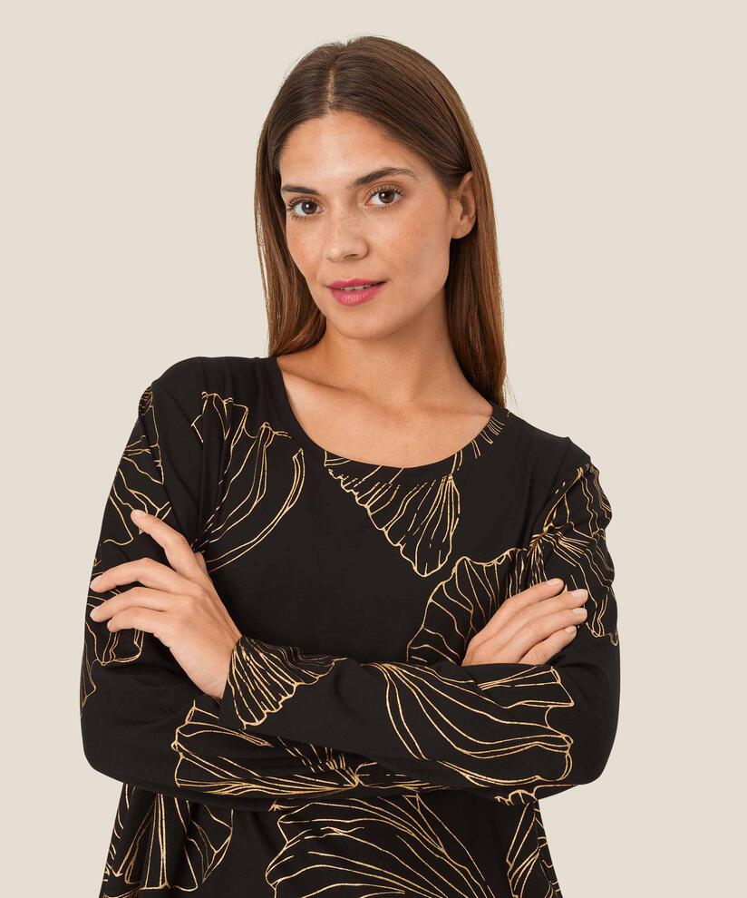 Bedrucktes Shirt Mit Rundem Hals, Gold