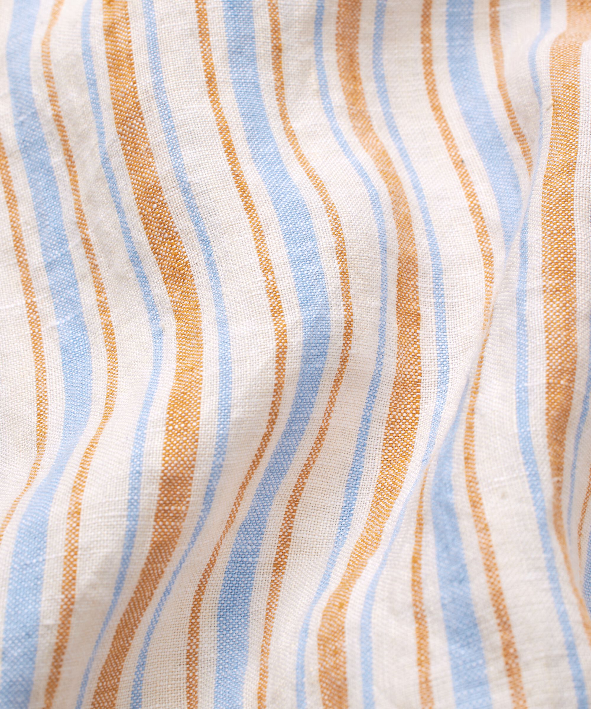 gestreifte Leinenhose mit Eingrifftaschen und Gummizug hinten, Inca Gold