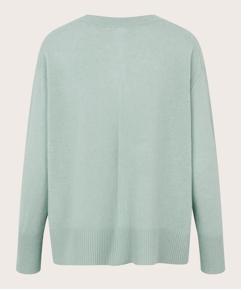 Langärmliger Wollpullover Mit Gerippten Kanten, Ether