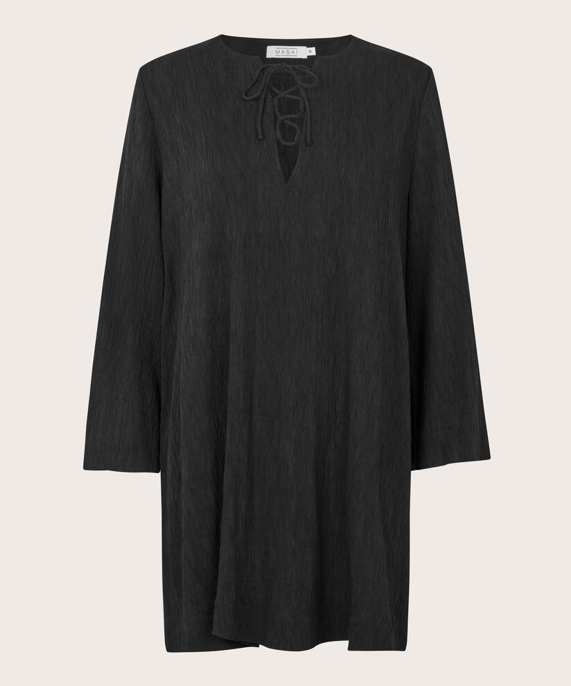 Jersey-Tunika mit Spitzendetail am Hals, Black