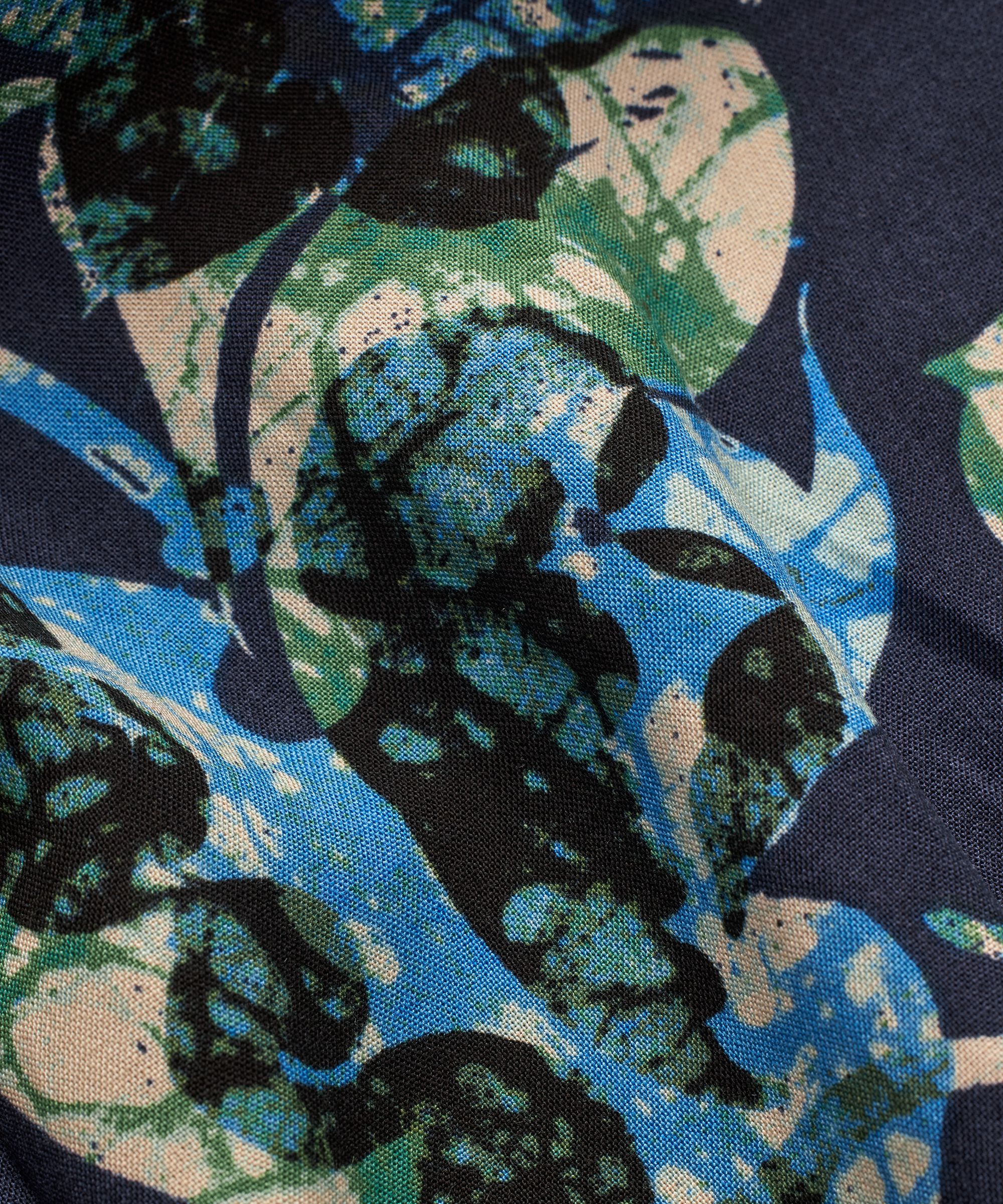 Bedrucktes Viskosekleid Mit Tiefem V-ausschnitt, Mood Indigo